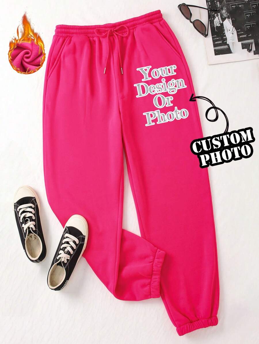 Custom Women's Sports Sweatpants - Custom Fleece Thickened Pants, Add Your Photo, Sweatpants Customization, Custom Autumn And Winter Sweatpants, Design Your Own Personalized Pants As A Gift For Girlfriend, Family, Yourself, Anniversary, Holiday, Etc. Custom Gifts, Custom Pants, Custom Pattern Pants, Women's Pants