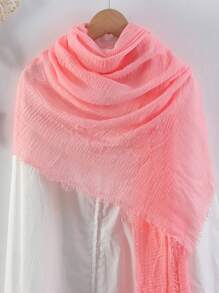 1pc Women Thin Solid Color Velvet Scarf, Breathable & Warm Head Wrap, Shawl, Spring/Summer For Dress