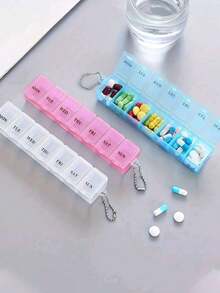 每周药丸收纳盒，每日两次，7天旅行药盒，上午下午两次药盒，便携式每日维生素收纳盒，用于药物、维生素、鱼油、补充剂 - 彩色 - 查看 11