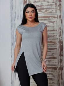 Women's Long Line Machão Tank Top With Opening P To GG Academia Fitness - 淺灰色 - 查看 2