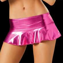 1pc Sexy Mini Skirt, Faux Leather Low Waist Clubwear Skirt, High Waist Skirt For Nightclub, Costume Cosplay ,Halloween Costume, Party Dress - Multicolor - View 41