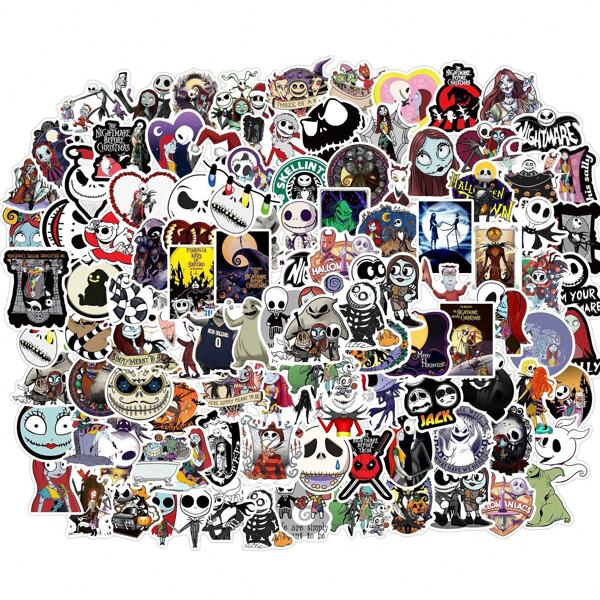 Disney 100PCS Disney Movie Nightmare Before Christmas Halloween Stickers Laptop Guitar Luggage Phone Graffiti Sticker Kid Toy
