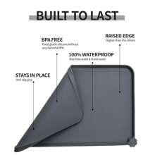 Amu Waterproof Pet Feeding Mat With High Raised Edges, Heavier And Thicker Placemats For Cat Dog Water Bowl With , Dogs Cats Food Mats For Messy Drinkers To Prevent Spill And Protect Floors