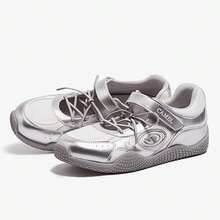 CAMEL CROWN Zapatos deportivos y casuales para mujer, zapatos Mary Jane con media luna para otoño e invierno, zapatos casuales retro y transpirables - Plata/M - Ver 4