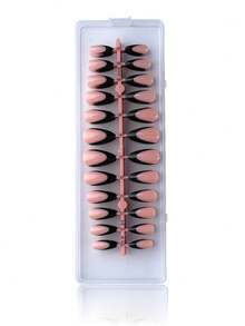 240 miếng/10 bộ sơn móng tay dạng gel - Móng giả hình hạnh nhân cỡ trung bình, móng dán bóng đã được phủ sẵn lớp sơn bóng và sơn màu, thiết kế kiểu Pháp thanh lịch, thích hợp cho việc tự làm móng mùa hè. Phụ kiện làm móng nghệ thuật kiểu Pháp màu đen. - Nhiều màu - Xem 6