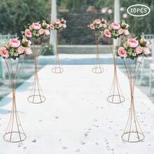 JUSODIN Pack Of 10 Gold Wedding Centerpieces Table Vase, 80 Cm Tall Metal Trumpet Vase, Street Guide For Wedding Party Dinner Centerpiece, Flower Stand For Christmas Anniversary Decoration - Gold - View 2