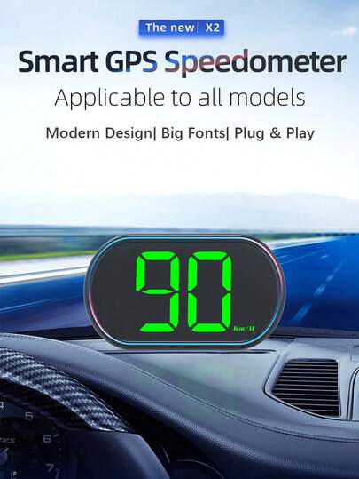 NEW GPS HUD Speedometer Car Head Up Display Digital Speedometer With Green Backlight GPS Speed Meter KMH MPH Dispaly For All Car Accessories GPS+Beidou Dual Chipsets Plug And Play Auto Part Accessories