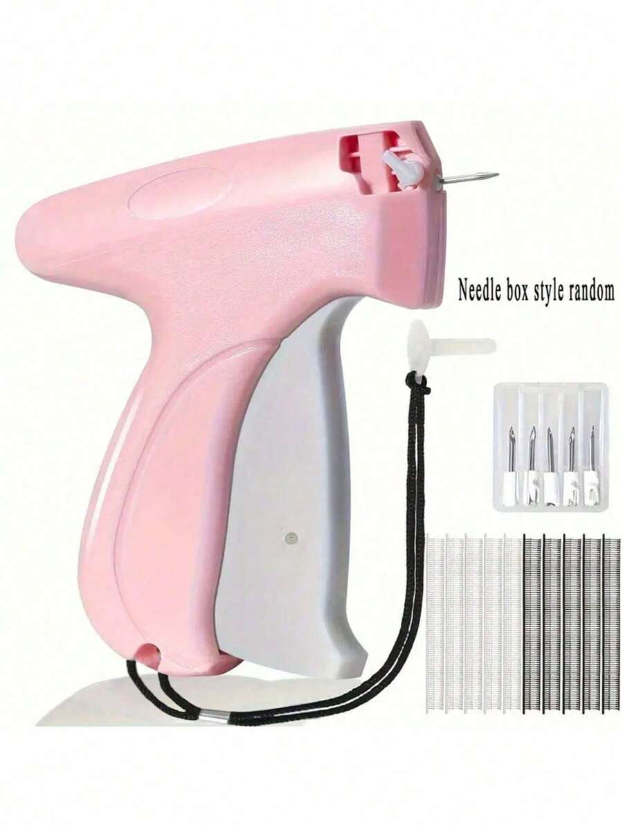 1+1000pcs Clothing Repair Sewing Gun Kit, Clothing Mini Sewing Gun, Quick Sewing Gun, Clothing Micro Sewing Gun, Quick Repair Clothing Blanket Nail Sewing Gun, Clothing Edging Machine - Sewing Gun + 1000 Glue Needles + 6 Needles - View 1
