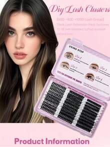 Pink Eyelash Book Length 10-18 (60D+80D+100D) Natural Heat Melt Eyelash Book With Three Rows Of Eyelash Extensions For DIY False Eyelashes - 粉色 - 查看 8