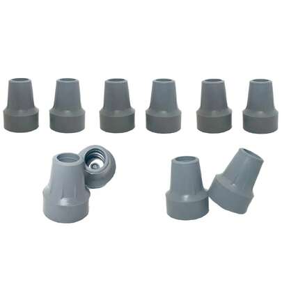 10 Regatónes 3/4 Repuesto Para Muleta Tipo Americano Con Arandela Negro y Gris