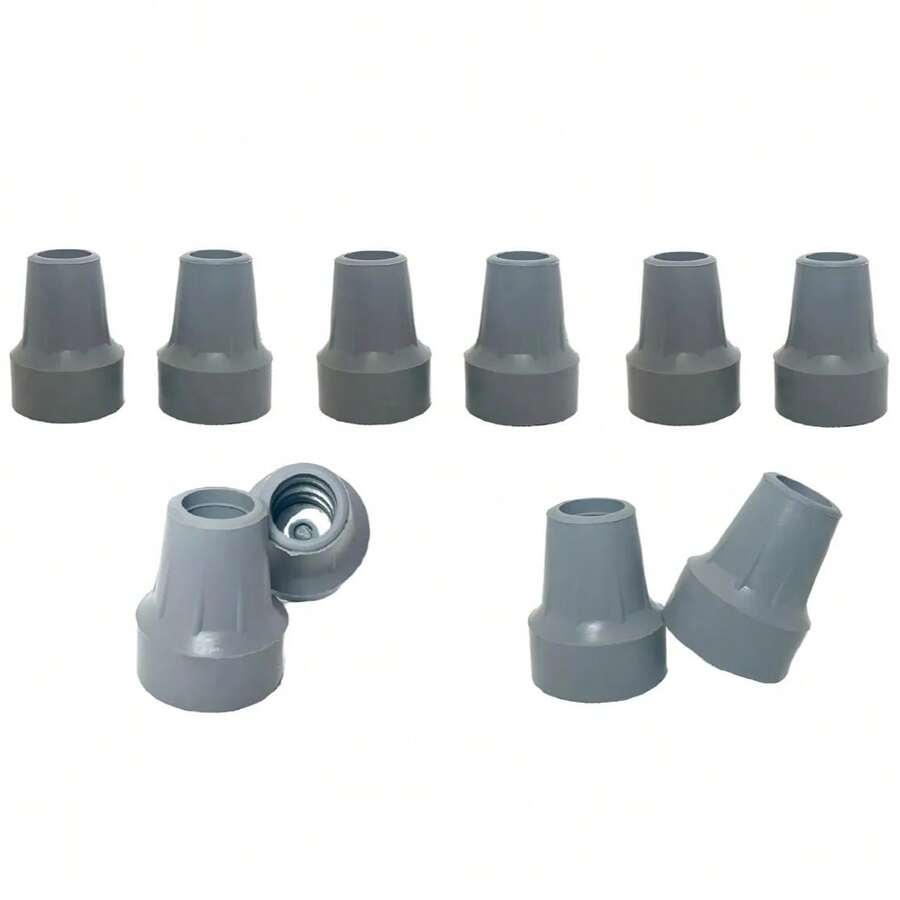 10 Regatónes 3/4 Repuesto Para Muleta Tipo Americano Con Arandela Negro y Gris - Gris - Ver 1