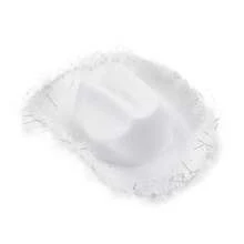 Womens Cowboy Hat, Adult Solid Color Furry Trim Wide Brim Hat Female Cap For Dating Party - White Silver Thread - View 4