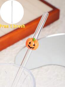 Bộ ống hút Halloween phiên bản giới hạn 1 cái/3 cái/4 cái/7 cái | Bí ngô vui nhộn + Lâu đài nhà ma + Mèo đen bí ẩn | Chất liệu thủy tinh chịu nhiệt | Bao gồm cọ vệ sinh & có thể tái sử dụng - Trong sáng - Xem 13
