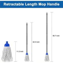 Mop For Floor Cleaning2 Pcs Cotton String Wet Mops Replacement Head Refill Compatible With Microfiber Cloth Mop And 0.8" Diameter Mop Handle 1 Handle And 2 Mop Heads - 藍色 - 查看 6