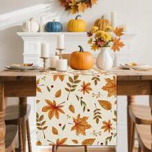 1pc Packing Maple Leaf Deciduous Berry Autumn Table Runner Is Suitable For Farmhouse Pastoral Family Party Decoration - Multicolor - View 5