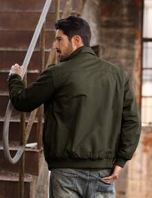 Men's Casual Workwear Jacket Padded Lined Warm Thickened Jacket Hooded Multi-Pocket Outdoor Activity Jacket - Army Green - View 3