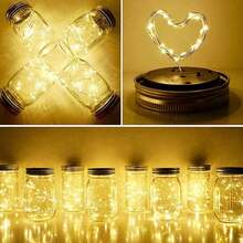 Solar Mason Jar Lid String Lights, 3/6/9/12/30Pack 20 Led 6.6FT String Fairy Star Firefly Jar Lids Lights With Hangers Included (Jars Not Included), For Mason Jar Patio Garden Wedding Lantern - Warm white light - View 7