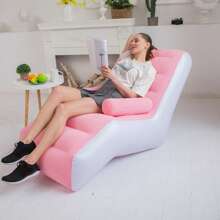 Inflatable Lazy Sofa Chair With Armrests Foldable Lounge Chair For Home Camping - Pink - View 4