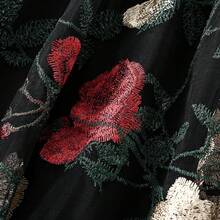 Women's A-Line Fairy Patterned Elastic Waist Ruffle Tulle Layered Midi Skirt - Hoa thêu - Xem 3