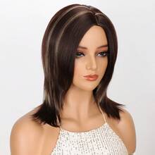 Women's Golden Brown Wig 16 In Layered Wig Synthetic Hair For Everyday - Piano Color - View 6