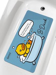 1pc Authorized B.DUCK Shower Mat, Thick & Cute Cartoon Duck Design, Surfing Duck, HELLO Duck, Raincoat Duck, Anti-Bacterial, Non-Slip Strong Suction Cup Bath Mat, Easy To Clean, Bathroom Accessory, Bathroom Decor - Multicolor - View 1