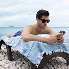 Made In Turkey Peshtemal Beach Towel – Lightweight Turkish Towel – 100x180 Cm – Soft, Quick Dry, Compact – For Beach, Bath, Spa & Everyday Use - Baby Blue - View 5