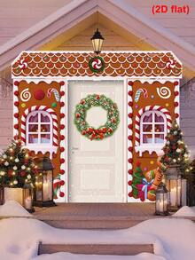 1Set Christmas Gingerbread Man Gatepost Couplet, Door Banner With Candy House Design, Hanging Banner, Christmas Door Hanging, Hanging Ornament, Merry Christmas Decoration, Xmas Decor, Christmas Decorations For Home, Versatile Hanging Options For Porch, Door, Indoor Yard, Indoor/Outdoor Party Decor - Gingerbread Man - View 3