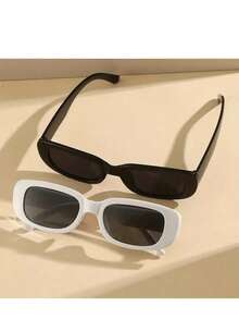 2pcs Retro Classic Oversized Fashion Glasses For Teens - Black And White Round Lenses, Durable PC Frame, Stylish Decorative Glasses For Casual Wear, Fashion Glasses For Teens, Playful Glasses, Polyacrylic Lenses - 黑色 - 查看 4