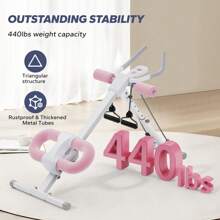 MERACH Ab Machine With Two Pull Cords, Adjustable Ab Trainer Gym Equipment For Core Workout At Home, Foldable, Knee Support, Abdominal Exercise Machine For Home, Core Training System - White & Pink - View 2