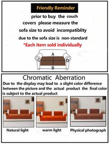 1pc All Season Sofa Cushion Cover, Modern Chenille Anti-Dust Anti-Slip Sofa Seat Protector, Simple, Dirt-Resistant, Machine Washable, Warm & Fade-Resistant, Pet-Friendly, Fits Bedroom, Office, Living Room, L-Shaped Sofa & 1/2/3/4 Seater - Orange - View 12