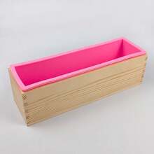 矩形肥皂模具套件切割器 - 42 盎司柔性硅胶面包肥皂模具，配有木盒、不锈钢波浪形和直形刮刀，适用于自制工艺肥皂制作用品