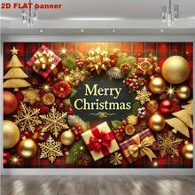 2D 平面冬季雪景圣诞背景，适合圣诞派对装饰，室内/室外，圣诞派对和节日庆祝的完美礼物，多用途 - 黃色 - 查看 1