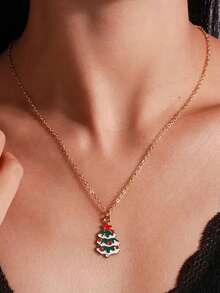 5 件圣诞项链套装，包括圣诞树、圣诞老人、拐杖糖图案、休闲日常颈链 - 5條聖誕項鍊套裝 - 查看 9