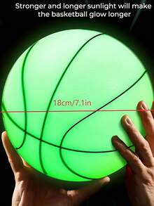 1pc Glow-In-The-Dark PVC Inflatable Luminous Bouncy Basketball Toy, Suitable For Water And Ground Games, Diameter 16cm/18cm (6.3in/7.1in) - Multicolor - View 9
