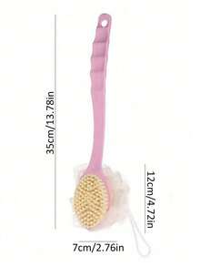 1 件装二合一双面沐浴刷，长柄软毛，长柄沐浴刷，多功能刷子，用于背部擦洗，背部去角质和淋浴清洁 - 彩色 - 查看 11
