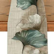 1 pieza Elegante Tapete de Mesa con Estampado Texturizado de Hoja de Ginkgo. Tapete de Mesa Estampado. Decoración del Hogar, Decoración Navideña, Regalo, Mantel Rectangular, Decoración de Mesa de Comedor, Decoración de Superficie, Tapete de Mesa de Gran Tamaño, Repisa de Chimenea, Decoración de Marco de Puerta y Ventana, Material Tipo Lino. Adecuado para Reuniones en el Hogar, Interior, Exterior, Entrada, Mesa de Café, Sala de Estar, Cocina Comedor. Lavable a Máquina. - Verde - Ver 7