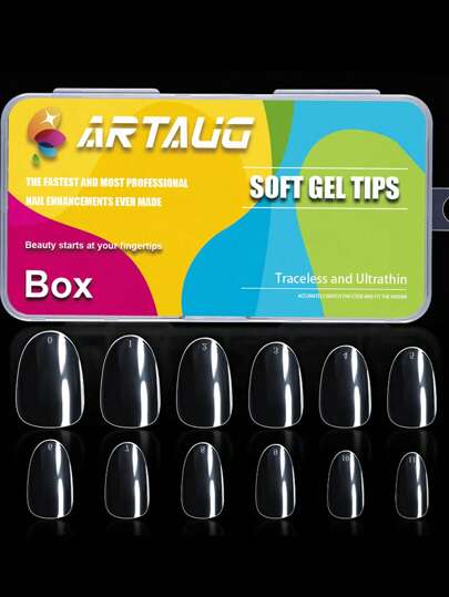 240pcs Short Transparent Oval/Almond Design False Nails, 12 Sizes Soft Gel Full Cover Fake Nails For Home Diy And Nail Salons Upgrade Your Style Press On Nails Nail Supplies 120/192/360/504/600/720/960/1200PCS