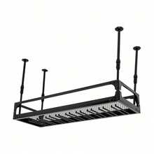 GDAE10 Portabottiglie da soffitto, portabottiglie da vino, mensola decorativa in ferro retrò sospesa, mensola sospesa regolabile in altezza fino a 50 kg per bar, caffetteria, cucina, nero (100 * 35 * 35-55 cm)