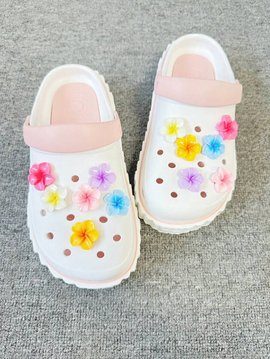 7pcs/10pcs/11pcs/12pcs Faux Animal & Plant Decorative Hole Shoes