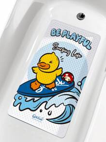 B. Duck 1 pieza Alfombra de ducha gruesa con estilo de pato de dibujos animados, marca autorizada B.DUCK, con ventosas antideslizantes, lavable a máquina, accesorio de baño y decoración