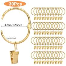 10pcs/30pcs/50pcs Curtain Rings With Clips (32mm/1.25inch, 50mm/1.96inch) Openable Rust-Resistant Metal Rings, Decorative Curtain Hangers, Gold/Black/Nickel Color
