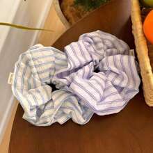 1 件装柔和条纹发圈、高端发带、发绳、发饰、发圈、发圈、洗脸 - 彩色 - 查看 3