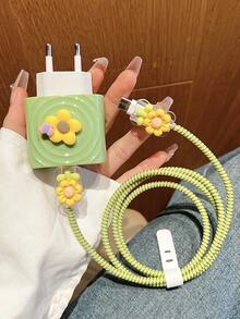 Set da 5 pezzi adatto per la versione europea, protezione per caricabatterie da 20W, protezione per cavo, avvolgicavo anti-piegatura, custodia protettiva in TPU per testina di ricarica