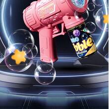 10 Hole Electric Bubble Machine Gun Kids Toys, Bubble Gun With Bubble Liquid, Colorful Lights And Thousands Of Bubbles, Summer Outdoor Beach Toys, Boys And Girls Birthday Gifts, Holiday Gifts - 粉色 - 查看 3