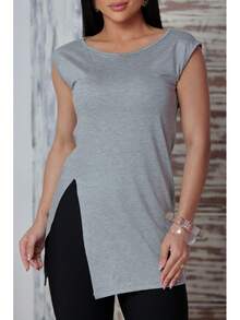 Women's Long Line Machão Tank Top With Opening P To GG Academia Fitness - 淺灰色 - 查看 4