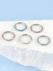 Un inel de nas la modă din opal, din oțel inoxidabil 316L, cu diafragmă, cercei unisex, bijuterii pentru piercing, hipoalergenic, ușor de curățat, cu un design cu balama închisă, poate fi folosit pentru cercei cu cartilajul urechii, cercei spiralați pentru urechi, cercei pentru lobul urechii, cercei cu dinți mari, cercei cu roată pentru urechi.