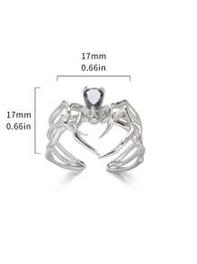 1 Stück gotischer Vintage Spinnenring für Frauen und Männer, silberfarben, öffnender Tierring, Punk Y2K Halloween Schmuckzubehör Geschenk