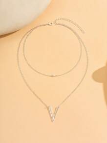 1pc Heart-Shaped Lock Pendant Multi-Layer Necklace, Suitable For Women's Daily Wear, Suitable For Parties And Gifts