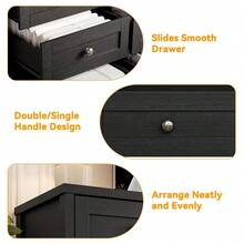 LIZHOUMIL 12 Drawers Wood Dressers For Bedroom,16" Wide TV Stand Dresser For 65 Inch TV,Long Wooden Dresser For Living Room, Hallway - 黑色 - 查看 5