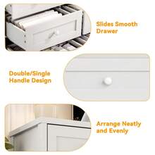 LIZHOUMIL 12 Drawers Wood Dressers For Bedroom,16" Wide TV Stand Dresser For 65 Inch TV,Long Wooden Dresser For Living Room, Hallway - 白色 - 查看 6